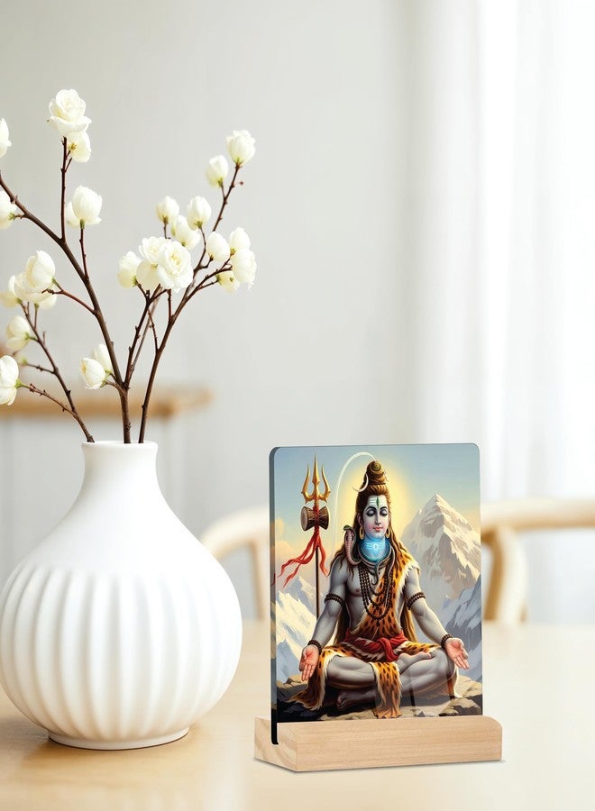 Giftplease Divine Lord Shiva Plaque with Wooden Stand | Religious Photo Frame for Home Temple, Pooja Room, Office & Spiritual Gift for Housewarming, Wedding & Festivals GD_27 - Image 5